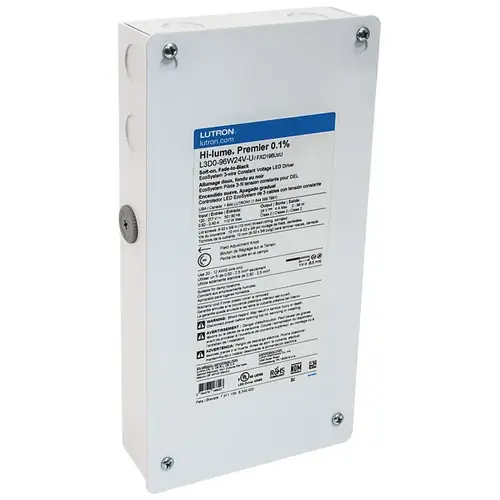 Hafele 833.02.929 Lutron LED Driver, Ecosystem 3-Wire 2 - 96 W, 24 VDC Hardwired, 24 V White