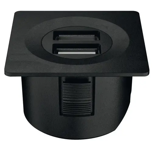 Hafele 833.73.754 USB Converter, Hafele Loox ESC 2001 Modular, Round square For 12 V system, Plastic, matt black Black, matt