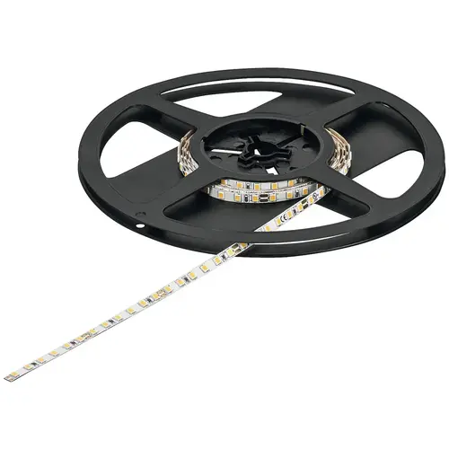 Hafele 833.76.314 Flexible Strip Light, Hafele Loox5 LED 3041, 24 V, monochrome, (3/16") 5 mm 590 9/16" 99 lm/W 955 lm 15 m 120 LEDs/m, 9.6 W/m, Cool white 4000 K, (590 9/16") 15 m available length White