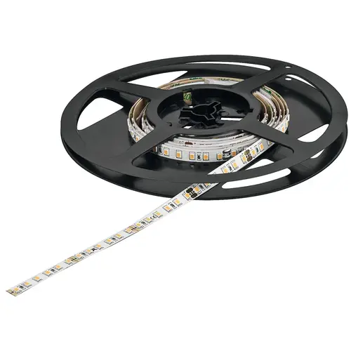 Hafele 833.76.339 Flexible Strip Light, Hafele Loox5 LED 3045, 24 V, monochrome, (5/16") 8 mm 1968 1/2" 101 lm/W 970 lm 50 m 120 LEDs/m, 9.6 W/m, Warm white 3000 K, (1968 1/2") 50 m available length White