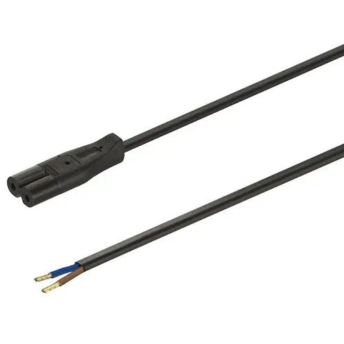 Hafele 833.89.050 Mains lead, Country-specific, C7 socket 78 3/4" Empty 110.00 V US 2 prong Empty country-specific, US, bare ended for direct connection, length: 2 m Black