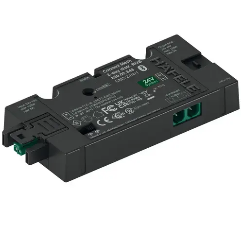 Hafele 850.00.848 2-way distributor, H fele Connect Mesh, 4-pin (RGB) 24 V, switchable wired-wireless switching with programmable switching function, 24 V, 120 W / UL 90 W Black