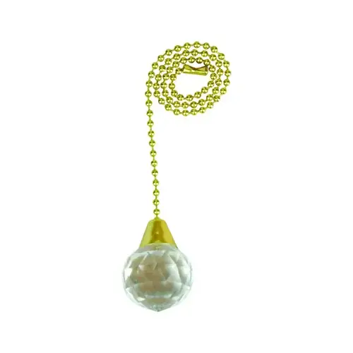 Jandorf 60320 Acrylic Sphere Pull Chain, 12 in L Chain, Solid Brass