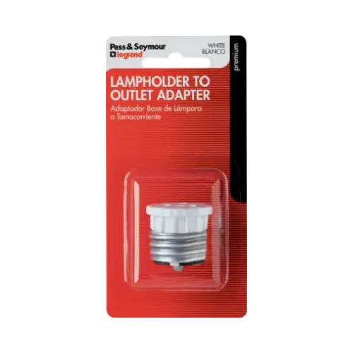 PASS & SEYMOUR 125BPCC5-XCP5 Medium Base Lampholder Adapter, White, 600-Watt, 125-Volt - pack of 5