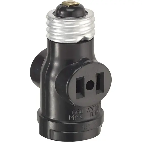 Leviton C20-01403-000 Socket Adapter Plastic Medium Base Black