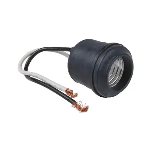 PASS & SEYMOUR 201CC12 Pigtail Lamp Holder, 250 V, 660 W, Rubber Housing Material, Black