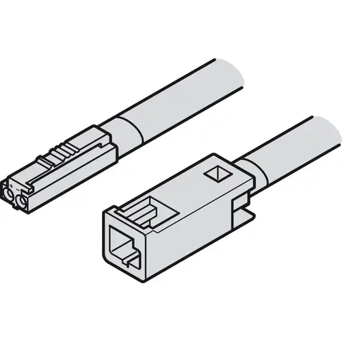 Hafele 833.75.756 CL3R Extension lead, Hafele Loox5 monochrome, 24 V, 18 AWG 19 11/16" for In-wall leads; designed to be routed behind drywall, Length: (19 11/16") 500 mm