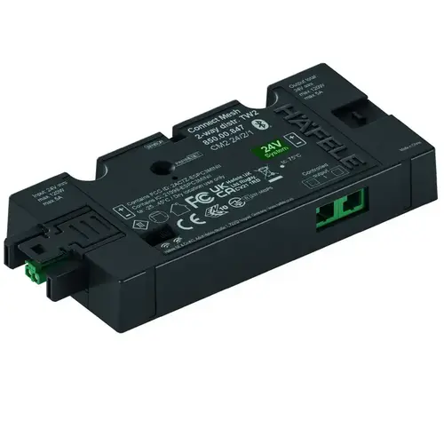 Hafele 850.00.847 Connect Mesh 2-Way Distributor, H fele Connect Mesh, 2-pin (multi-white 2-wire technology) 24 V, switchable wired-wireless switching for tunable white 2-wire, 120 W / UL 90 W Black