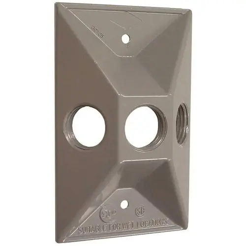 Hubbell 5189-0B Cluster Cover, 4-19/32 in L, 2-27/32 in W, Rectangular, Zinc, Gray, Powder-Coated