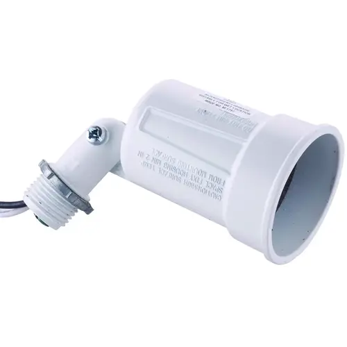 Hubbell 5606-1 150W PAR38 White Single Bulb Weatherproof Outdoor Lampholder, Shrink Wrapped
