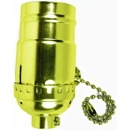 Jandorf 60410 Pull Chain Lamp Socket, 250 V, 250 W, Brass Housing Material, Yellow