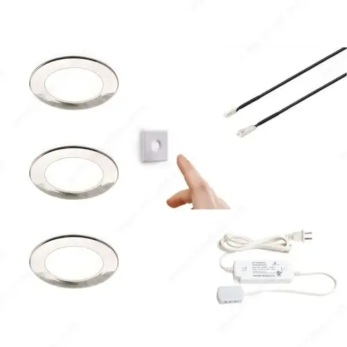 Richelieu Hardware WEBKIT1243023 ATOM puck LED for Under Cabinet Lighting - Started Guide Satin Nickel