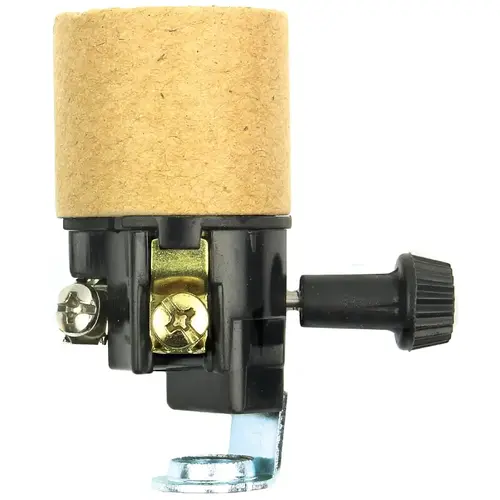 Jandorf 60530 On/Off Turn Knob Lamp Socket, 250 V, 250 W, Phenolic Housing Material, Black