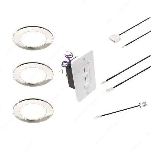 Richelieu Hardware WEBKIT1243030 ATOM puck LED for Under Cabinet Lighting - Started Guide Satin Nickel