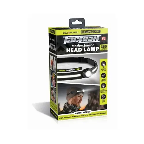 EMSON DIV. OF E. MISHON 1114 Bell Howell TacLight Motion Sensor Head Lamp Black