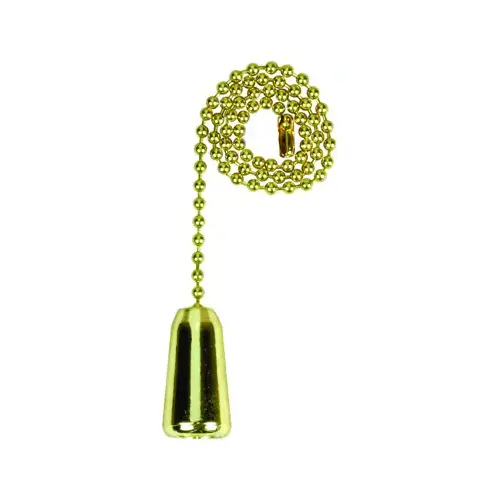 Jandorf 60315 Teardrop Pull Chain, 12 in L Chain, Solid Brass Gold