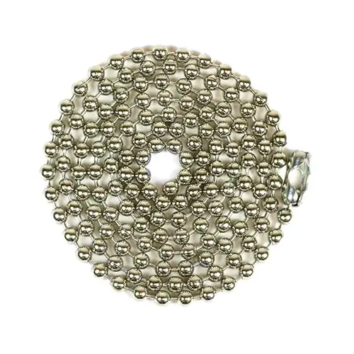 Jandorf 94995 Beaded Chain with Connector, 3 ft L, Brass, Nickel