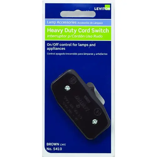 Leviton C20-05410-000 Cord Switch, 3 A, 125 V, Phenolic, Brown