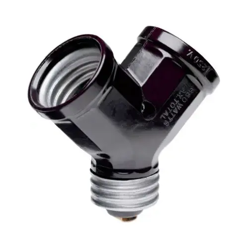 PASS & SEYMOUR 128 Single to Twin Lamp Holder Adapter, 660 W, Brown