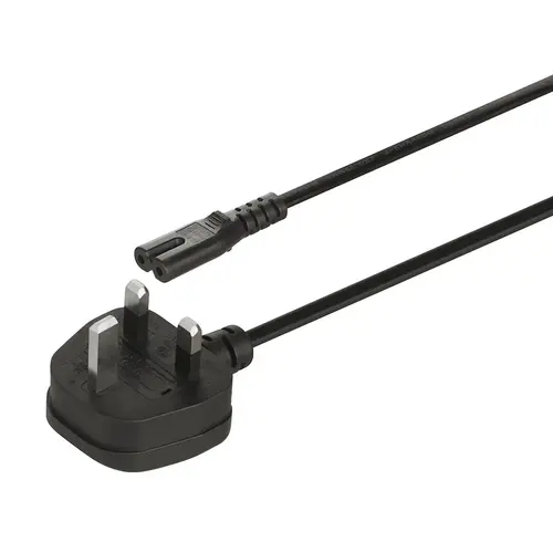 Hafele 833.89.000 Mains lead, Country-specific, C7 socket 2,000.00 mm 250.00 V UK G (UK) 2/3-pin country-specific, Plug type: UK, length: 2 m Black