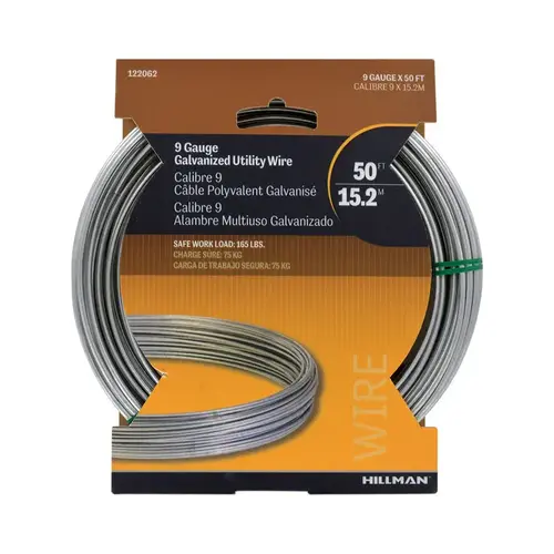 Hillman 122062 Wire 50 ft. L Galvanized Steel 9 Ga. Galvanized