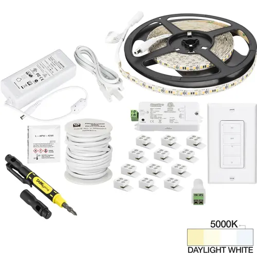 Task Lighting L-VUK1Z1A-16-50 16 Ft., 225 Lumens/Ft. 12-volt Standard Output Uno Wireless Controller Tape Light Kit, 1 Zone 1 Area, Single-White, Daylight White 5000K