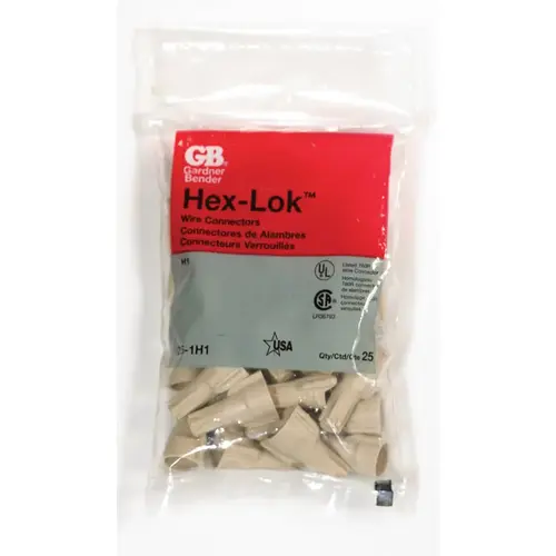 Gardner Bender 25-1H1 Wire Connector Hex-Lok 22-8 Ga. Copper Tan Tan