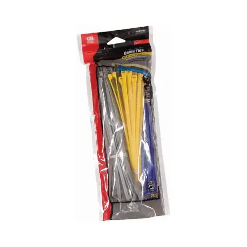 GB 10095VDV Cable Tie, 6/6 Nylon, Assorted - pack of 200