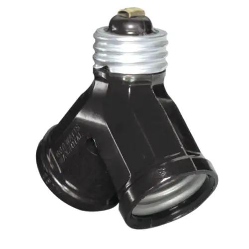 Leviton 007-00128 Brown 125V Twin Socket Adapter