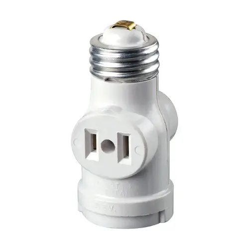 Leviton 1403-W Keyless Lampholder w/Outlet Plastic