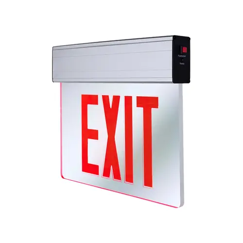 Medinah Power EDGE-ES-2SR-S Edge Lit Exit Double Sided, 3.5W Wattage, Silver With Red Letters