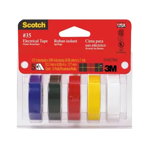 SCOTCH 10457 Professional Quality Electrical Tape, .5 x 240 In - pack of 5