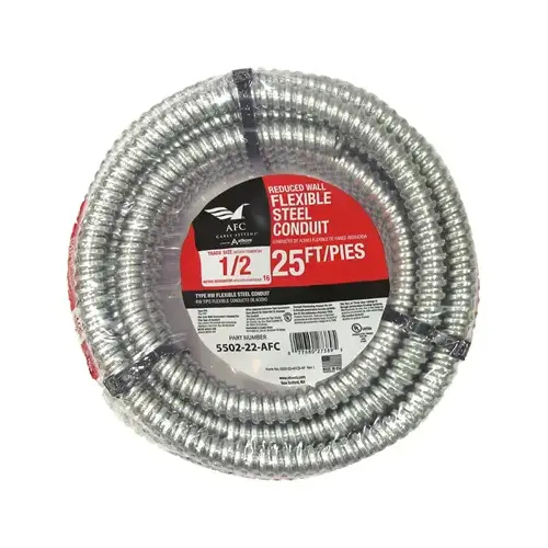 Southwire 55081806 Flexible Electrical Conduit 1/2" D X 25 ft. L Steel For FMC Gray
