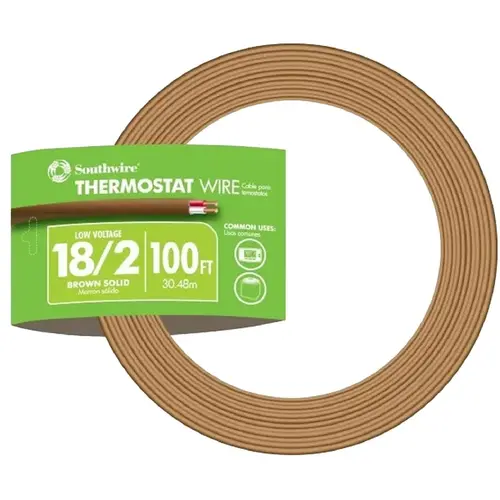 Southwire 64162111/64162104 SIMpull Thermostat Wire, 18 AWG Wire, 2 -Conductor, 100 ft L, Copper Conductor, PVC Sheath