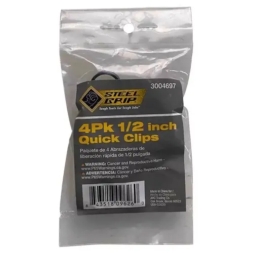 Steel Grip CK-1/2 Quick Clip 1/2" D X 0.5" L Black Polypropylene Black