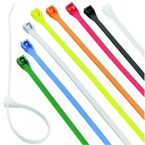 Calterm 73242 Cable Tie, 6/6 Nylon, Assorted - pack of 100
