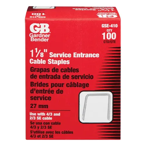 GB GSE-410 Staple, 1-1/8 in W Crown, 1-1/2 in L Leg, Steel Gray - pack of 100