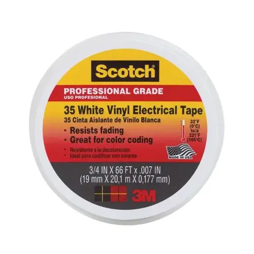 SCOTCH 10828-DL-2W-XCP10 Electrical Tape 3/4" W X 66 ft. L White Vinyl White - pack of 10