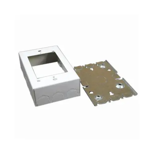 Wiremold BW3 700 Outlet Box, 2 -Gang, Stamped Steel, White, Wall Mounting