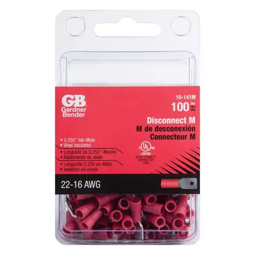 Gardner Bender 10-141M Male Disconnect 22-16 Ga. Insulated Wire Red Red