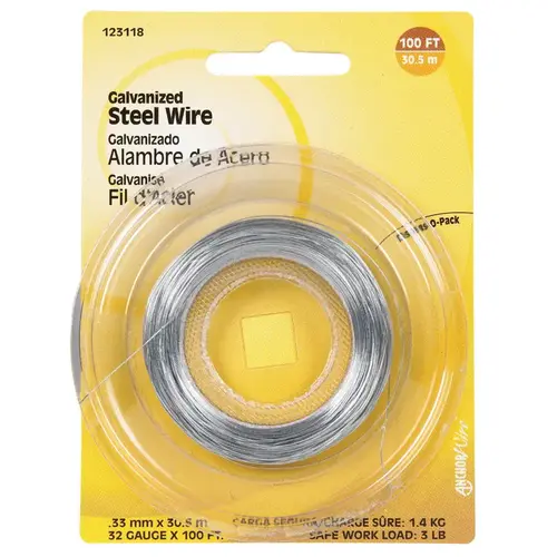 Hillman 123118-N-XCP10 Wire 100 ft. L Galvanized Steel 32 Ga. Galvanized - pack of 10