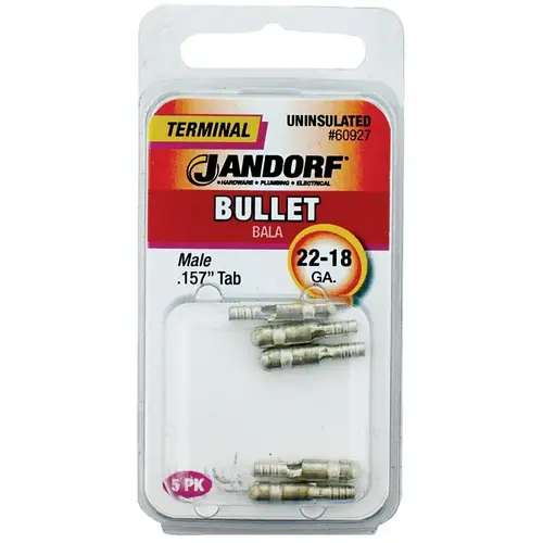 Jandorf 60927 Bullet Terminal, 600 V, 22 to 18 AWG Wire, Copper Contact