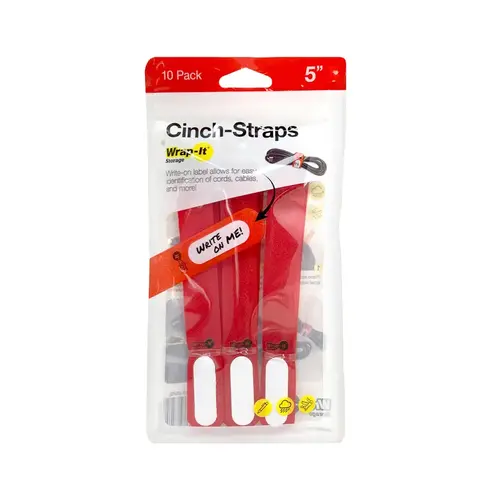 Wrap-It 210-05RE-XCP6 Cinch Strap 5" L Red Nylon Red - pack of 6