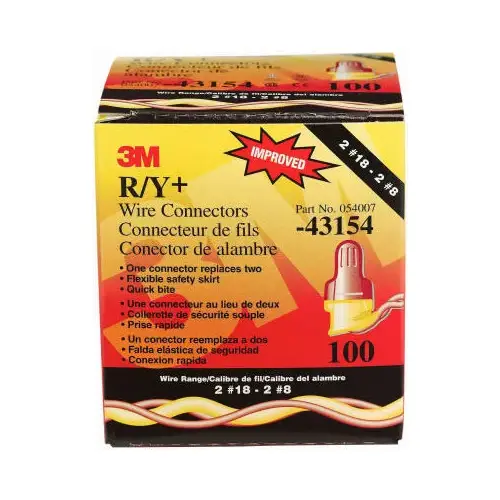 3M R/YPOUCH-XCP100 3M Performance Plus R/Y  Wire Connector, 100-Pk. - pack of 100