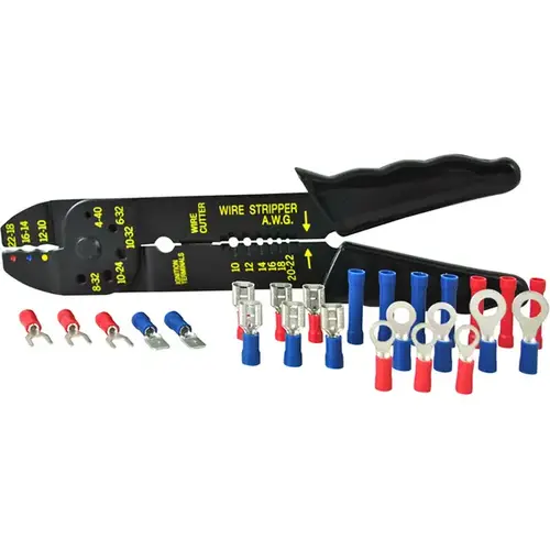 Calterm 05125 Automotive Slide Kit 25-Piece with Crimp Tool Black