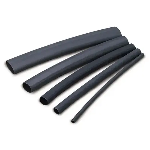 GB HST-375 Heat Shrink Tubing, 3/8 to 3/16 in Dia, 4 in L, Polyolefin, Black - pack of 3
