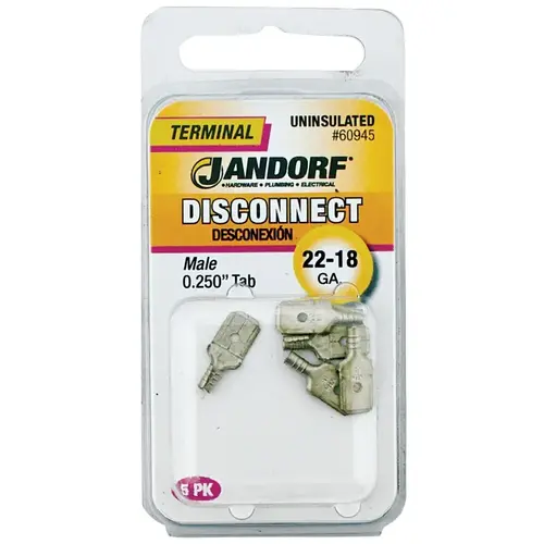 Jandorf 60945 Disconnect Terminal, 22 to 18 AWG Wire, Copper Contact
