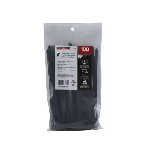 ProSource CT0914 Cable Tie, 50 mm Max Bundle Dia, Self-Locking Locking, Nylon, Black - pack of 100
