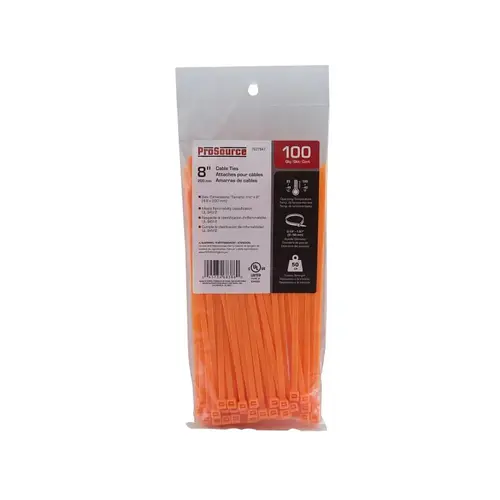 ProSource CT0944 Cable Tie, 50 mm Max Bundle Dia, Self-Locking Locking, Nylon, Orange - pack of 100