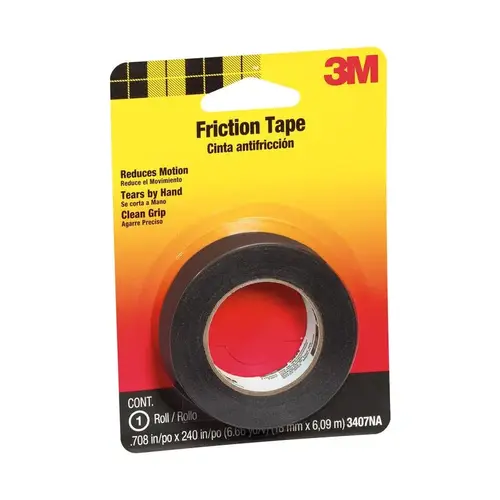 SCOTCH 03407 Friction Tape, 20 ft L, 3/4 in W, PVC Backing, Black
